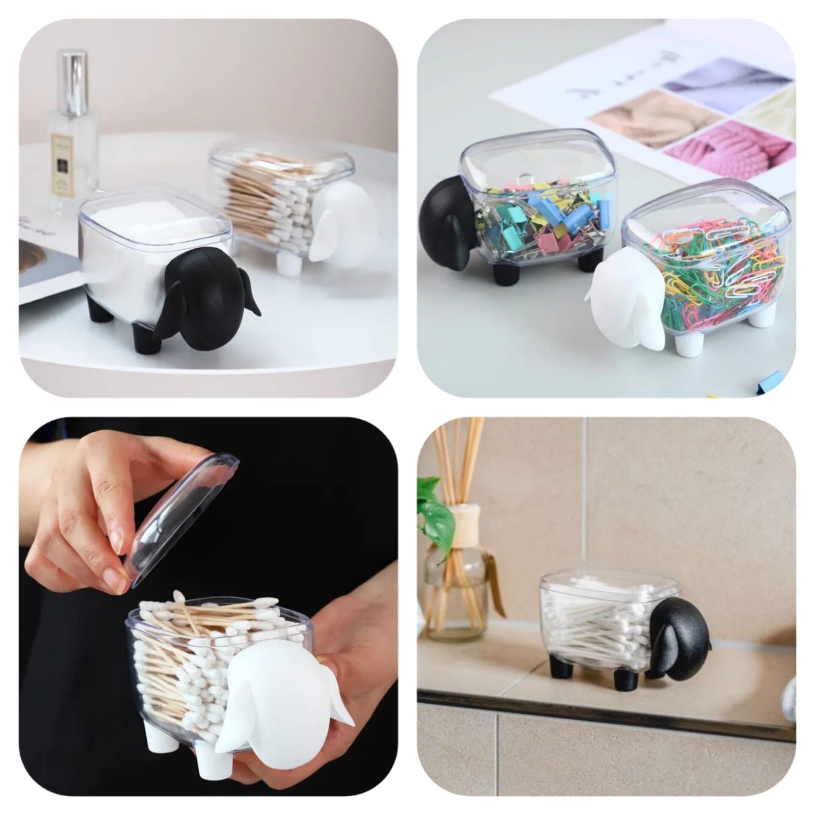 Acrylic Sheep Storage Box, Multifunctional Creative Storage Box, Dustproof Desktop Organizer, Cosmetic Cotton Storage Box, Cute Jewellery Organizer, Transparent Swab Storage Box, ABS Toothpick Organizer, Cotton Swabs Container Acrylic Sheep Storage Box, Multifunctional Creative Storage Box, Dustproof Desktop Organizer, Cosmetic Cotton Storage Box, Cute Jewellery Organizer, Transparent Swab Storage Box, ABS Toothpick Organizer, Cotton Swabs Container